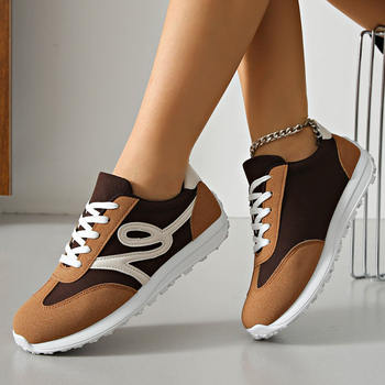 Γυναικεία αθλητικά παπούτσια, PU επάνω, στρογγυλός μπροστινός, κορδόνια εμπρός, χαμηλός στυλ, ύψος φτέρνας 3-5 εκ