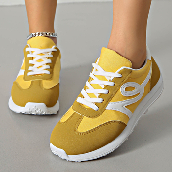 Γυναικεία αθλητικά παπούτσια, PU επάνω, στρογγυλός μπροστινός, κορδόνια εμπρός, χαμηλός στυλ, ύψος φτέρνας 3-5 εκ