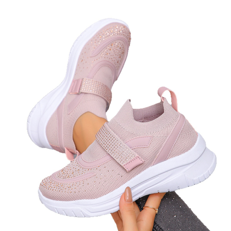 Ženske tenisice s mrežastim gornjim dijelom, platformom, Velcro zatvaračem, okruglim vrhom, lagane