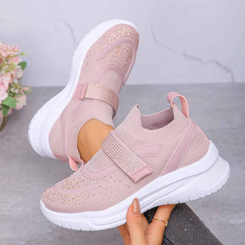 Ženske tenisice s mrežastim gornjim dijelom, platformom, Velcro zatvaračem, okruglim vrhom, lagane