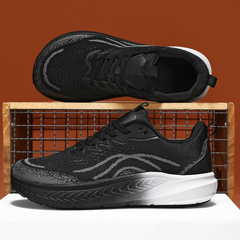 Vyriski lengvi kvėpuojantys tinklinės medžiagos bėgimo bateliai su priekiniais raišteliais, kasdieniam casual stiliui