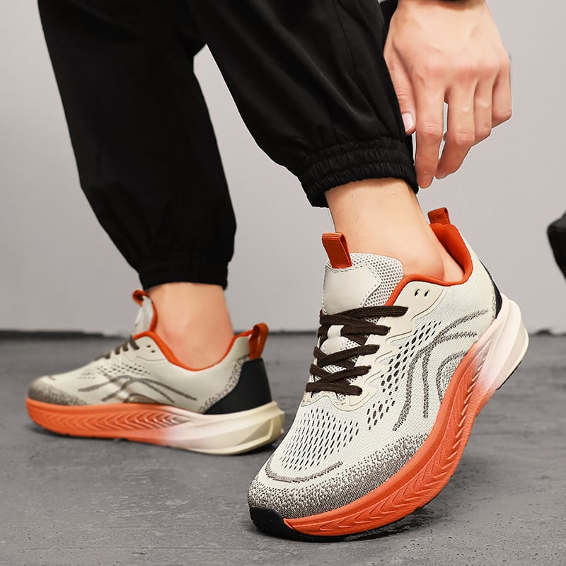 Vyriski lengvi kvėpuojantys tinklinės medžiagos bėgimo bateliai su priekiniais raišteliais, kasdieniam casual stiliui