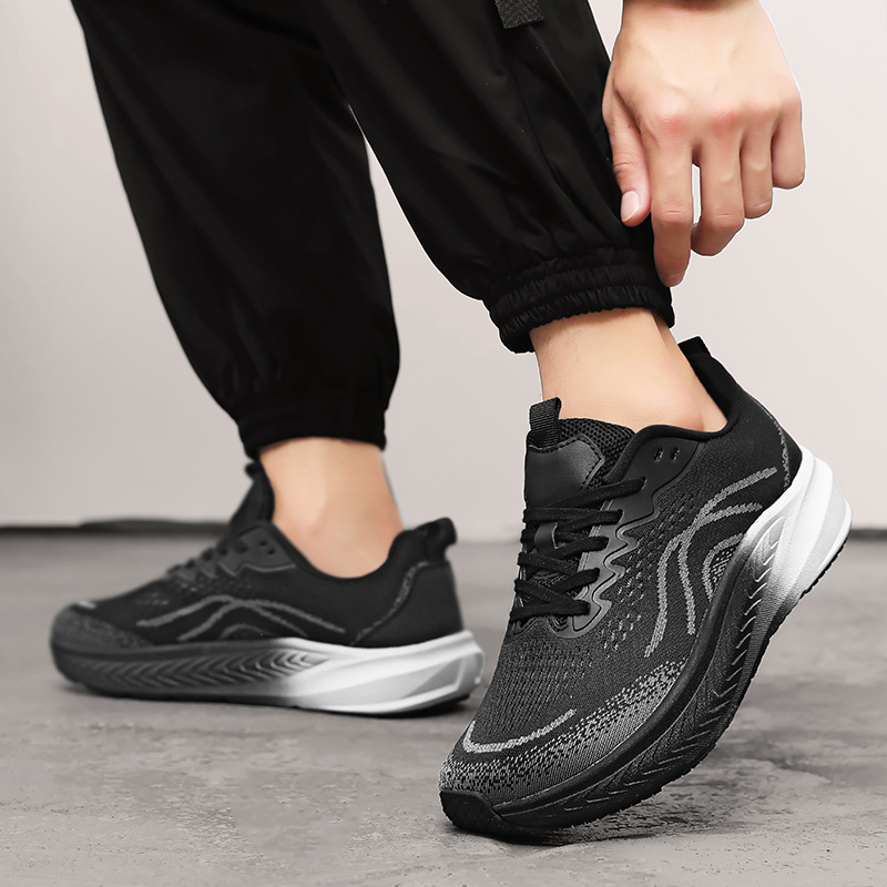 Vyriski lengvi kvėpuojantys tinklinės medžiagos bėgimo bateliai su priekiniais raišteliais, kasdieniam casual stiliui