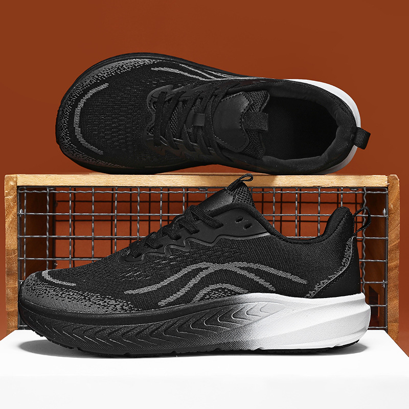 Vyriski lengvi kvėpuojantys tinklinės medžiagos bėgimo bateliai su priekiniais raišteliais, kasdieniam casual stiliui