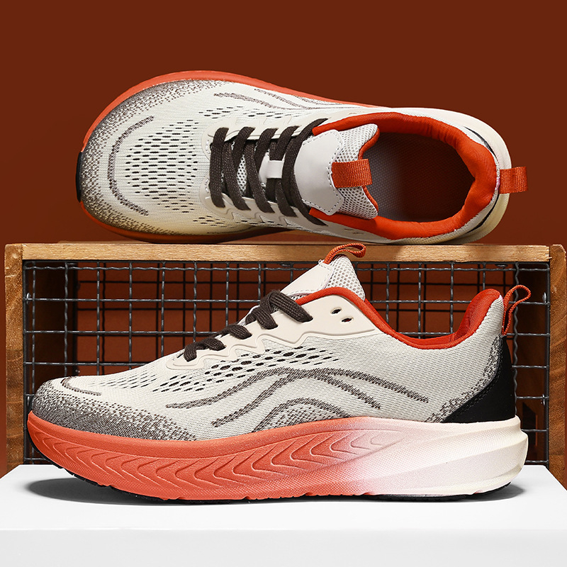 Vyriski lengvi kvėpuojantys tinklinės medžiagos bėgimo bateliai su priekiniais raišteliais, kasdieniam casual stiliui