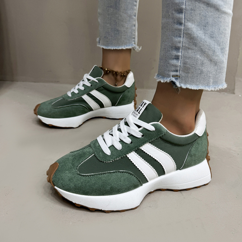 Ženske casual dad shoes, platneni gornji dio, zaobljena prst, mrežasta podstava, prednje vezanje šnama, TPR potplat s platformom