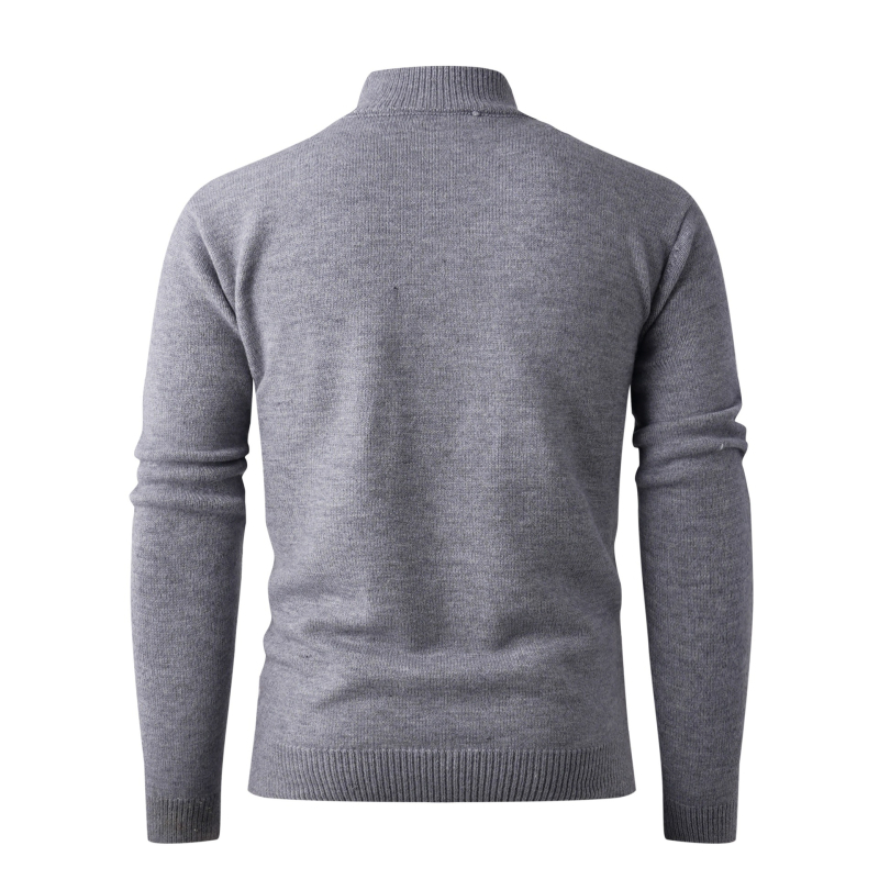 Pulover tricotat masculin cu guler înalt, croială lejeră, mâneci lungi, finisaj fără cute, țesătură modal