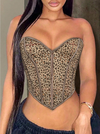 Halcsontvázú bustier felső, mély V-nyakkal, hátul fűző, pánt nélkül, poliészter 95%+