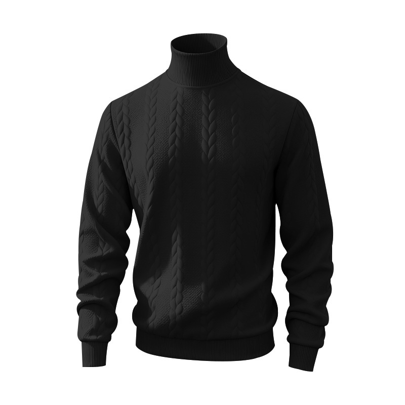 Džemper s visokim ovratnikom, džakard tekstura, 95% poliester, širok kroj, dugi rukavi