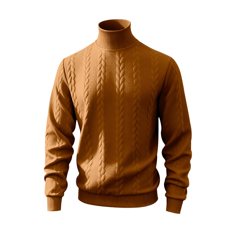 Džemper s visokim ovratnikom, džakard tekstura, 95% poliester, širok kroj, dugi rukavi
