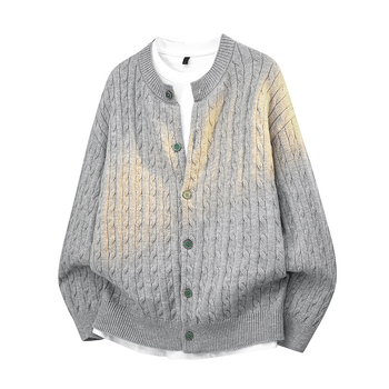 Chenille трикотажен кардиган, Батвинг стил, полухайка яка, дълги ръкави