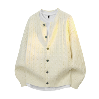 Chenille трикотажен кардиган, Батвинг стил, полухайка яка, дълги ръкави