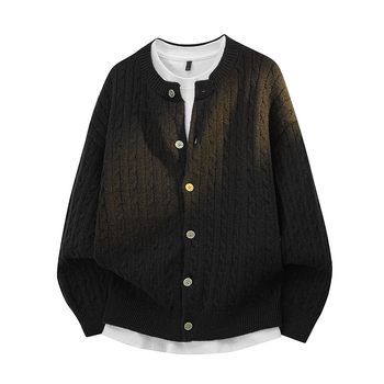 Chenille трикотажен кардиган, Батвинг стил, полухайка яка, дълги ръкави