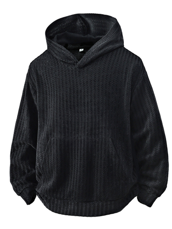 Пуловер със качулка — Корейски стил, свободен силует, V-образно деколте, Полиестер 96%+