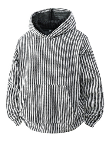 Пуловер със качулка — Корейски стил, свободен силует, V-образно деколте, Полиестер 96%+