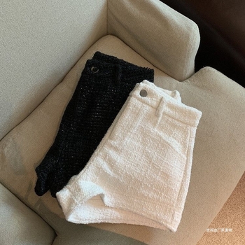 Ежедневни вълнени панталони с права линия, дължина три четвърти, джобове