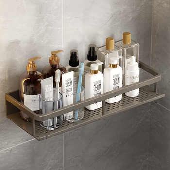 Δύο-επίπεδη κρεμάστρα πετσετών τοίχου, από κράμα αλουμινίου, επικολλητή εγκατάσταση χωρίς διάτρηση, μπάνιου αποθήκευση, μοντέρνος μινιμαλιστικός σχεδιασμός