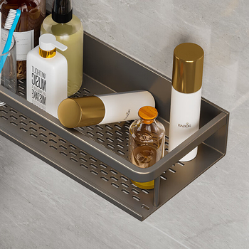 Δύο-επίπεδη κρεμάστρα πετσετών τοίχου, από κράμα αλουμινίου, επικολλητή εγκατάσταση χωρίς διάτρηση, μπάνιου αποθήκευση, μοντέρνος μινιμαλιστικός σχεδιασμός