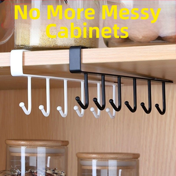 Κρεμάστρα κουζίνας κάτω από ντουλάπι χωρίς διάτρηση για σκεύη, πετσέτες και φλιτζάνια