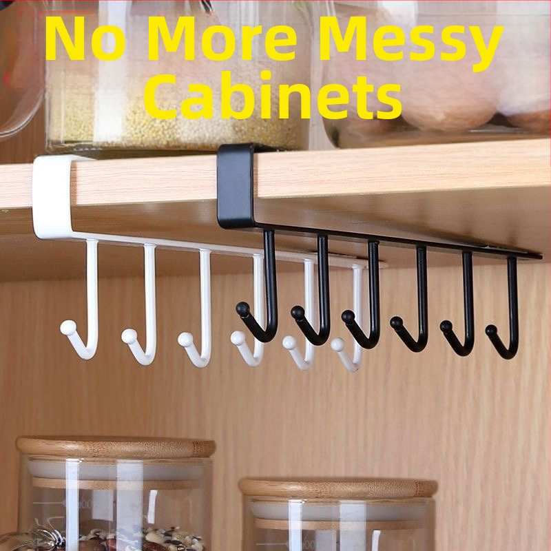 Кухненска под-шкафна закачалка за прибори, кърпи и чаши — без пробиване