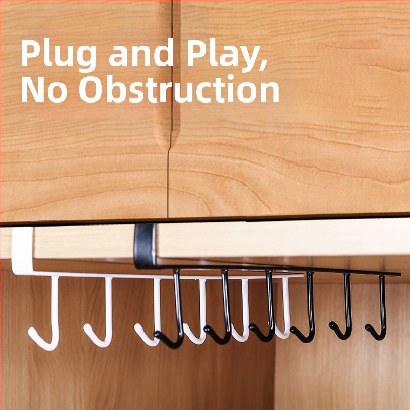 Кухненска под-шкафна закачалка за прибори, кърпи и чаши — без пробиване