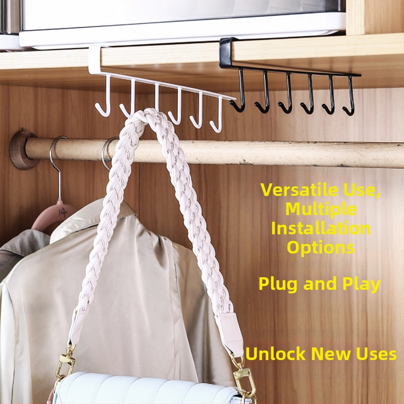 Кухненска под-шкафна закачалка за прибори, кърпи и чаши — без пробиване