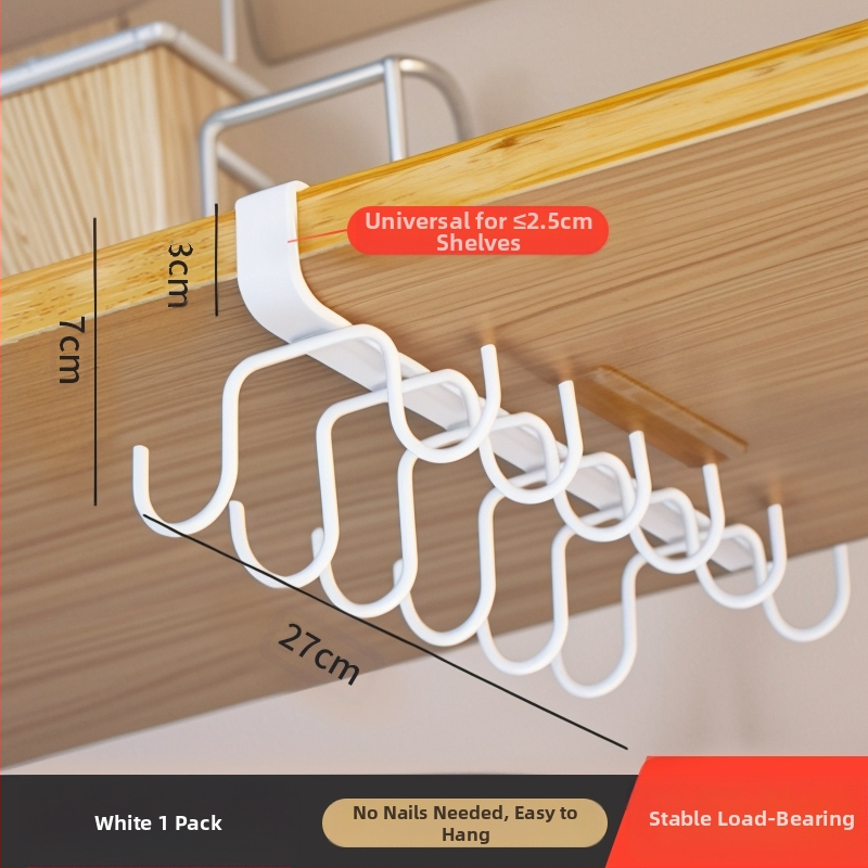 Κρεμάστρα κουζίνας κάτω από ντουλάπι χωρίς διάτρηση για σκεύη, πετσέτες και φλιτζάνια