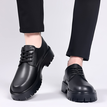 Ανδρικά Δερμάτινα Παπούτσια για Επαγγελματικό Στυλ – Δέρμα Αγελάδας, Καουτσούκ Σόλα, Στρογγυλός Δάκτυλος, Χαμηλό Άνω Τμήμα, Αντιολίσθηση, Διαπνοή, Ανεκτικότητα στη Φθορά