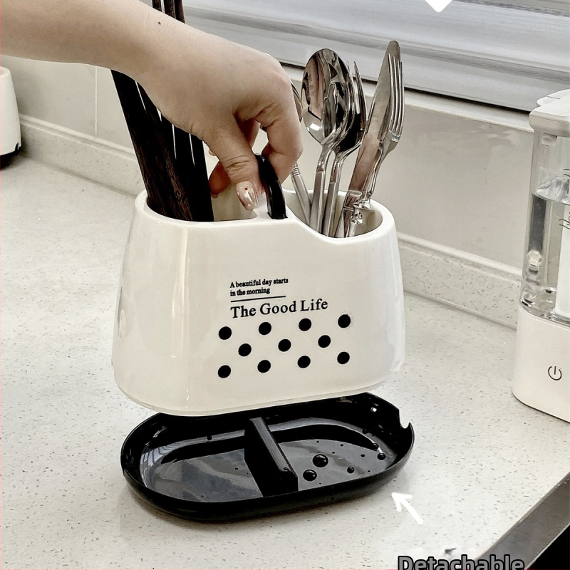 Кухненски органайзер за прибори – PP материал, дренажна поставка за прибори на плота
