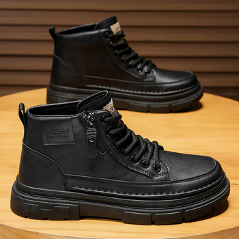 Martens čizme za muškarce, gornji dio od umjetnog PU, gumeni potplat, srednja visina potkoljenice, okrugli vrh, prednje vezivanje