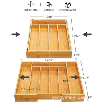 Koka ēdiena piederumu uzglabāšanas trauks, kvadrāta forma, nodalījumi nazam, dakšai un karotei, moderns minimālisma stils