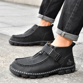 Ανδρικά παπούτσια PU δέρμα για οδήγηση, slip-on, με ραφή σόλας, χαμηλή φτέρνα 1-3 cm, φθινόπωρο