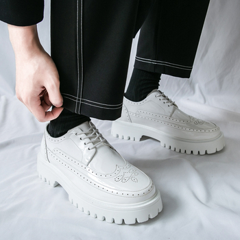 Ανδρικά δερμάτινα παπούτσια για επιχειρηματικό και business casual στυλ — επάνω μέρος από συνθετικό δέρμα, σόλα από καουτσούκ, κορδόνια, χαμηλό ύψος, μυτερός δάκτυλος