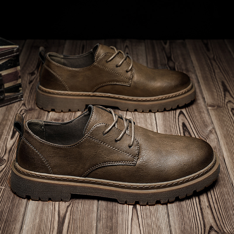 Ανδρικά παπούτσια brogue χαμηλού ύψους, επάνω μέρος από μικροϊνες, PU πάτος, αναπνέοντα, αυξητικό ύψος, ραφή σόλα, ρετρό στυλ για φθινόπωρο