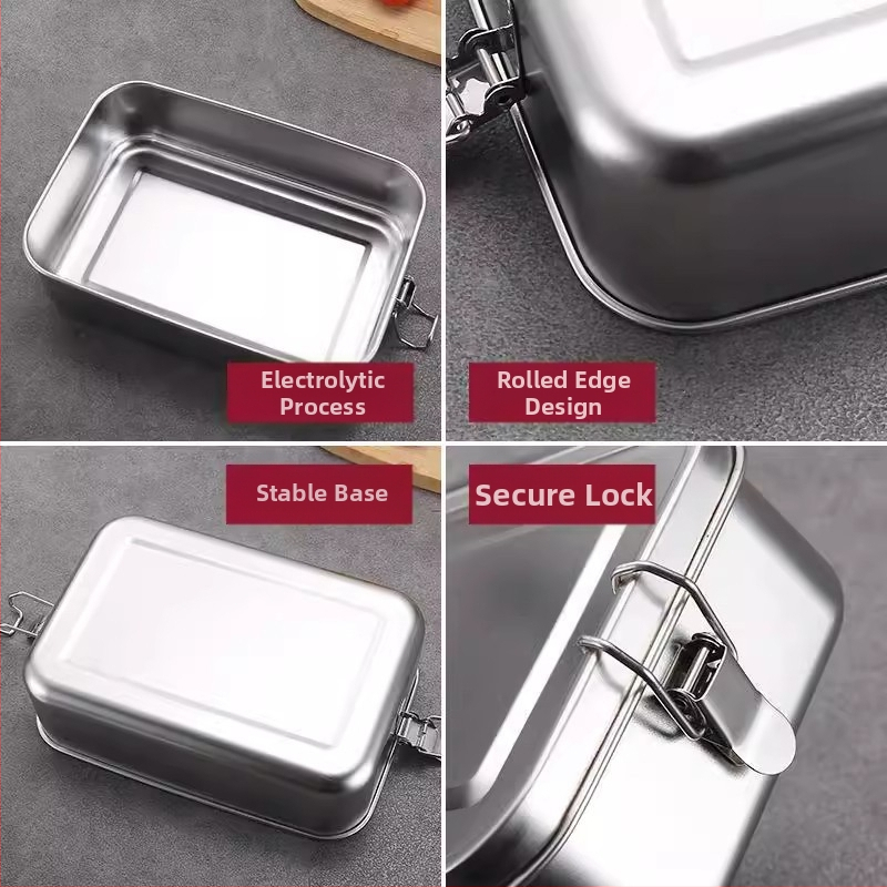 Кутия за обяд от 304 неръждаема стомана, с разделители, ретро стил, 800-1000 ml