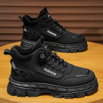 Ανδρικά μποτάκια εργασίας με Ψηλή Κορυφή, Παχιά Σόλα, Αντιολισθητικά, Μεσαίο Ύψος, PU Άνω, EVA Πάτος