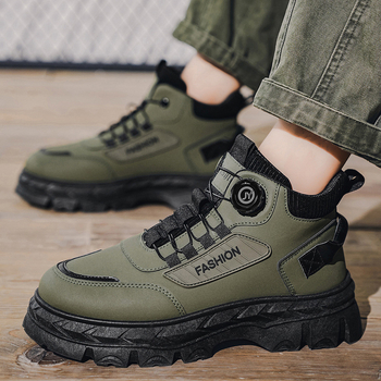 Ανδρικά μποτάκια εργασίας με Ψηλή Κορυφή, Παχιά Σόλα, Αντιολισθητικά, Μεσαίο Ύψος, PU Άνω, EVA Πάτος