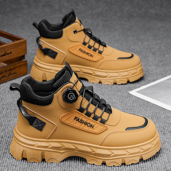 Ανδρικά μποτάκια εργασίας με Ψηλή Κορυφή, Παχιά Σόλα, Αντιολισθητικά, Μεσαίο Ύψος, PU Άνω, EVA Πάτος