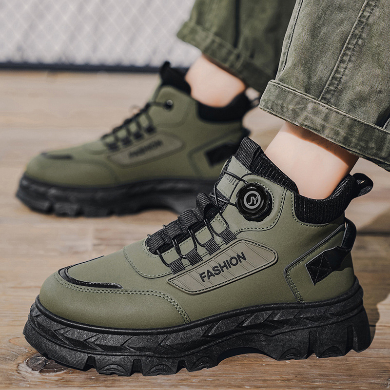 Ανδρικά μποτάκια εργασίας με Ψηλή Κορυφή, Παχιά Σόλα, Αντιολισθητικά, Μεσαίο Ύψος, PU Άνω, EVA Πάτος