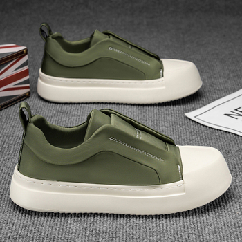 Ανδρικά casual παπούτσια με φαρδιά σόλα, χαμηλό πάνω μέρος με κορδόνια, αναπνεύσιμο συνθετικό δέρμα, καουτσούκ σόλα