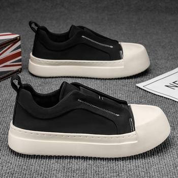 Ανδρικά casual παπούτσια με φαρδιά σόλα, χαμηλό πάνω μέρος με κορδόνια, αναπνεύσιμο συνθετικό δέρμα, καουτσούκ σόλα