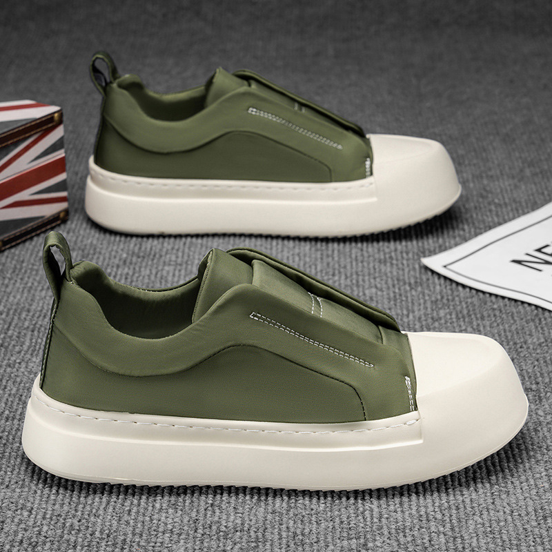 Ανδρικά casual παπούτσια με φαρδιά σόλα, χαμηλό πάνω μέρος με κορδόνια, αναπνεύσιμο συνθετικό δέρμα, καουτσούκ σόλα