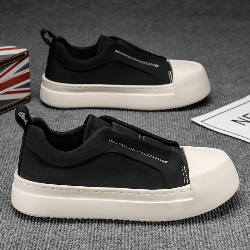 Ανδρικά casual παπούτσια με φαρδιά σόλα, χαμηλό πάνω μέρος με κορδόνια, αναπνεύσιμο συνθετικό δέρμα, καουτσούκ σόλα