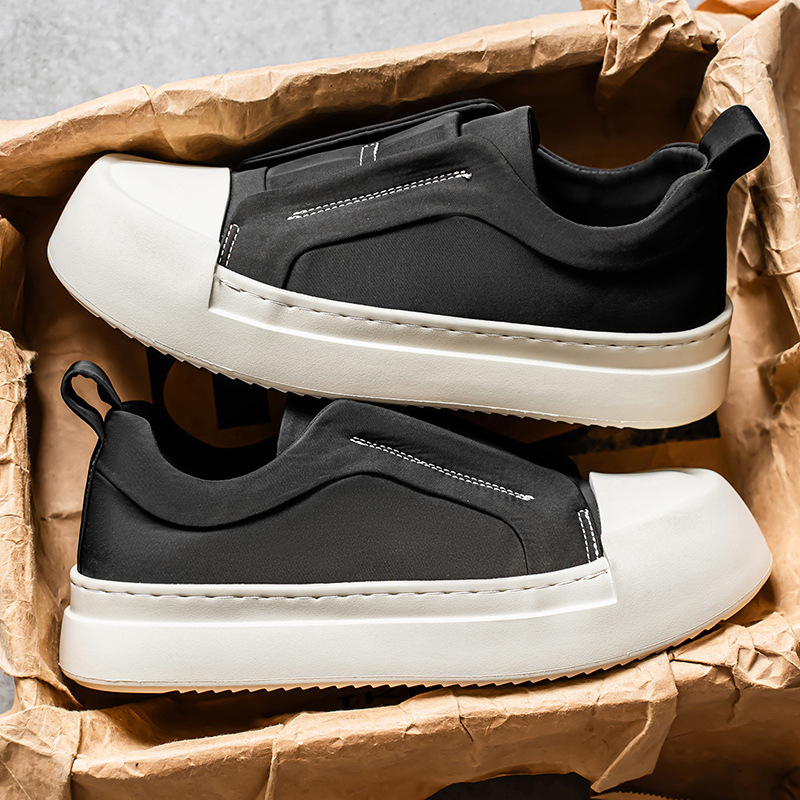 Ανδρικά casual παπούτσια με φαρδιά σόλα, χαμηλό πάνω μέρος με κορδόνια, αναπνεύσιμο συνθετικό δέρμα, καουτσούκ σόλα