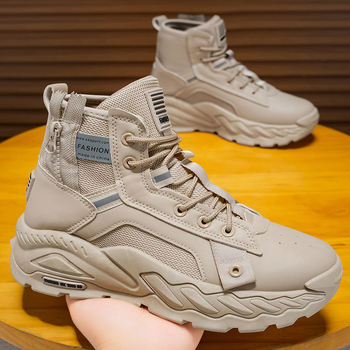 Μάρτιν μποτάκια για άνδρες - φθινοπωρινά ψηλά μποτάκια σε βρετανικό στυλ, αδιάβροτα pentru την έρημο με χοντρή σόλα