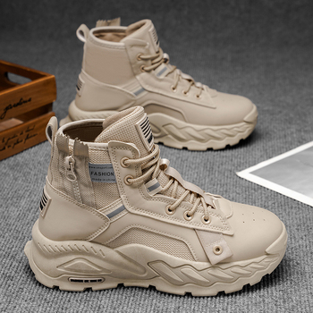 Μάρτιν μποτάκια για άνδρες - φθινοπωρινά ψηλά μποτάκια σε βρετανικό στυλ, αδιάβροτα pentru την έρημο με χοντρή σόλα