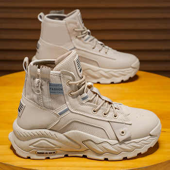 Μάρτιν μποτάκια για άνδρες - φθινοπωρινά ψηλά μποτάκια σε βρετανικό στυλ, αδιάβροτα pentru την έρημο με χοντρή σόλα