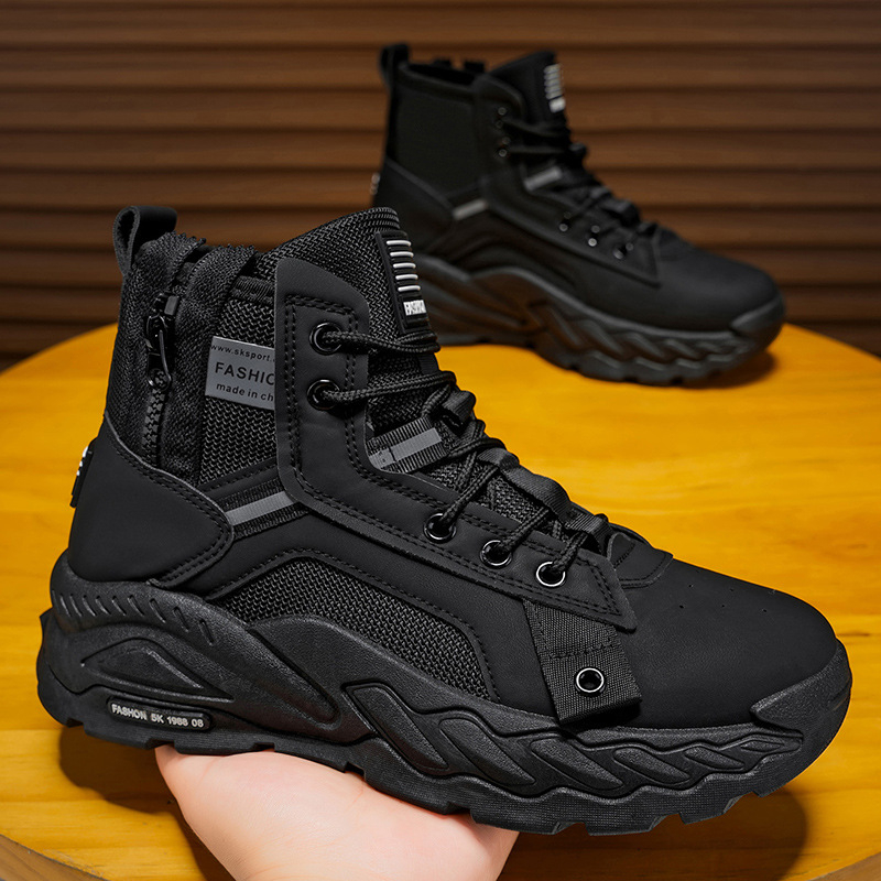 Μάρτιν μποτάκια για άνδρες - φθινοπωρινά ψηλά μποτάκια σε βρετανικό στυλ, αδιάβροτα pentru την έρημο με χοντρή σόλα