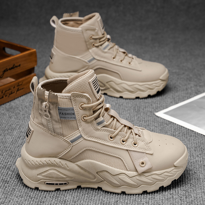 Μάρτιν μποτάκια για άνδρες - φθινοπωρινά ψηλά μποτάκια σε βρετανικό στυλ, αδιάβροτα pentru την έρημο με χοντρή σόλα