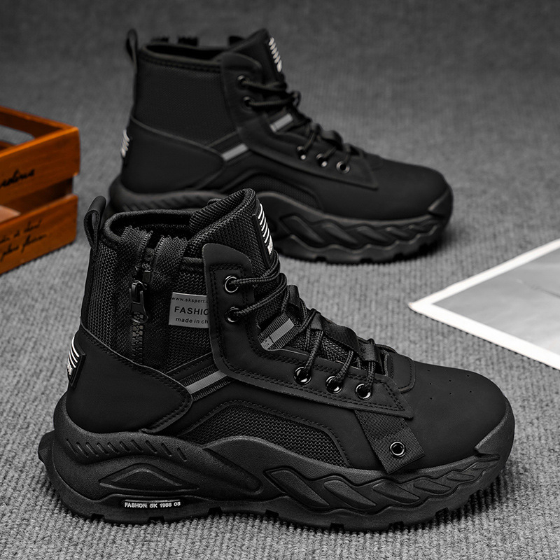 Μάρτιν μποτάκια για άνδρες - φθινοπωρινά ψηλά μποτάκια σε βρετανικό στυλ, αδιάβροτα pentru την έρημο με χοντρή σόλα